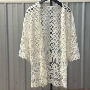 Maurices White lace kimono Top boho